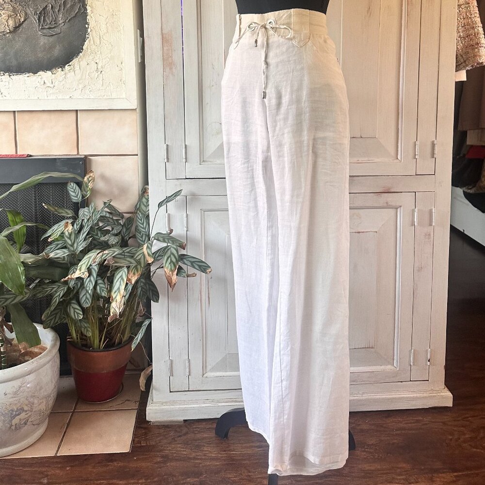 Nikibiki, white linen pants